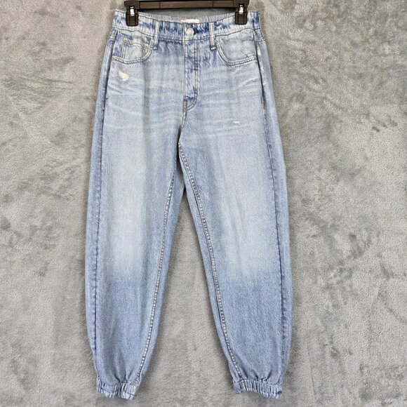 rag & bone Miramar Jeans Womens Size M Light Wash Jogger Elastic Cuff Distressed - Picture 1 of 13